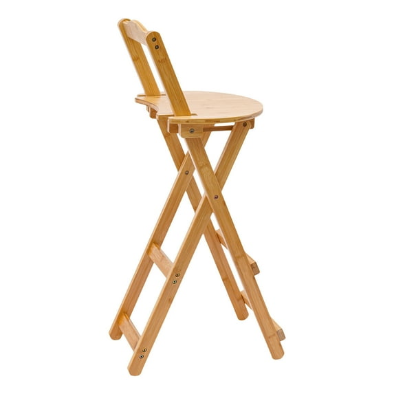 Bamboo Folding Bar Stools with Backs Applicable Table Height:85-95cm/33.46-37.4"
