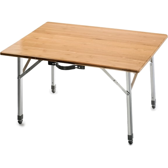 Bamboo Folding Camping Table with Aluminum Legs - Natural Bamboo Top Measures ½ x ¾- &; Supports Up to - Lightweight for Added Portability &; Includes Storage Bag