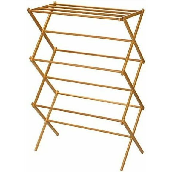 Bamboo Folding Clothes Drying Rack, Upscale Laundry Rack with 11 Dowels, Environmentally Friendly, Stable Frame, Shelf for Drying Flat