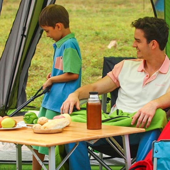 Bamboo Folding Table, Camping Outdoor Portable Camp Table with Adjustable Height Legs & Carry Bag for Outdoor RV Backyard Picnic Tailgating Beach