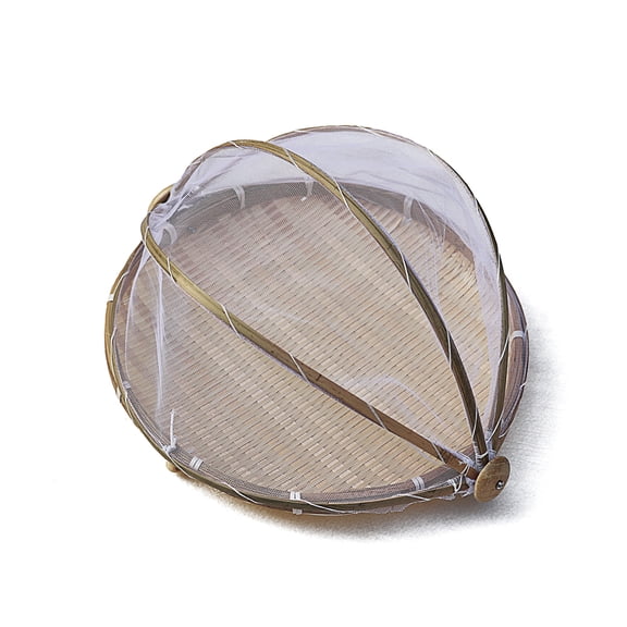 Bamboo Food Cover with Mesh - 3 Sizes Natural Rattan Weaving Dustproof & Insect Proof Cover for Fruits, Vegetables, Bread, Plates, Picnic and Kitchen Storage Container