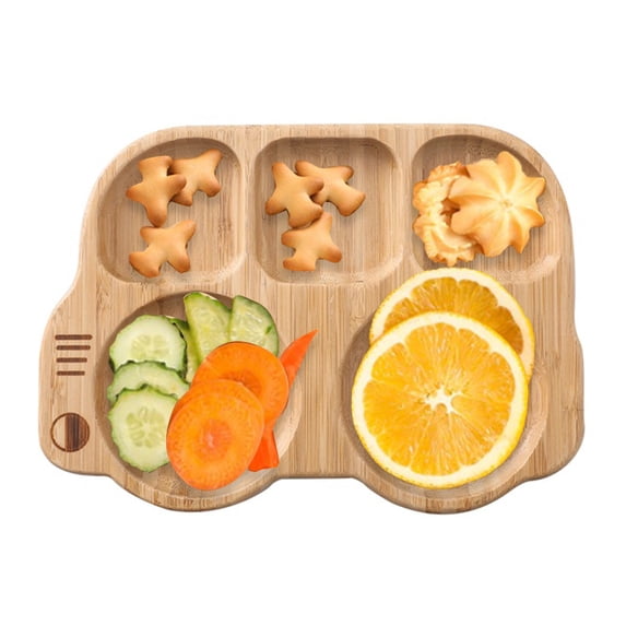 Bamboo Food Plate Children Meal Plate Eco-Friendly Plates for Snacks Appetizer Fruit Vegetable (Style A)