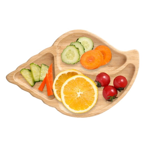 Bamboo Food Plate Children Meal Plate Eco-Friendly Plates for Snacks Appetizer Fruit Vegetable (Style B)