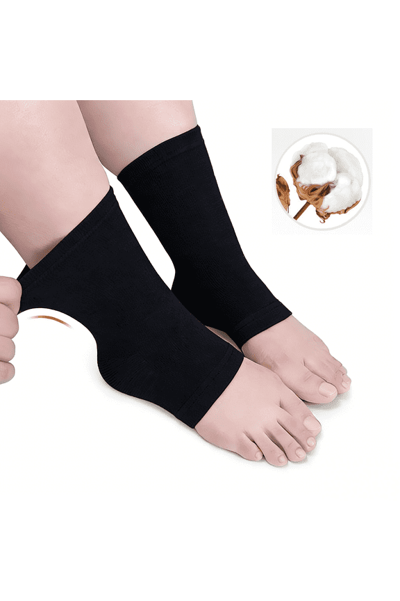 Bamboo Foot Sleeve Socks New Comfort Arch, Heel & Ankle Support Sleeves, Soft Breathable Foot Socks (RL Black, 1 Pair, S)