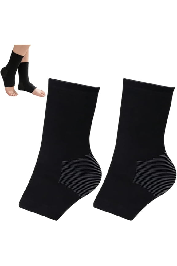 Bamboo Foot Sleeves Socks, 2026 New Comfort Foot Sleeves Socks for Arch Heel Ankle (Black-1Pairs, M)