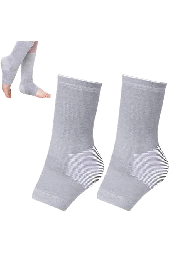 Bamboo Foot Sleeves Socks, 2026 New Comfort Foot Sleeves Socks for Arch Heel Ankle (Grey-1Pairs, L)