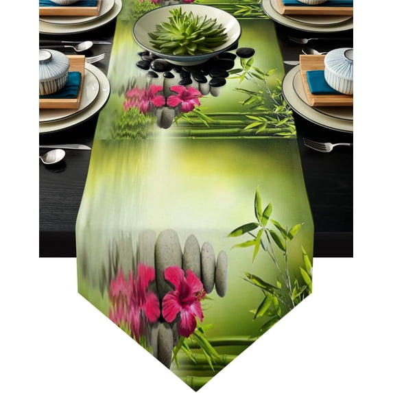 Bamboo Forest Green Table Runner Modern For Home Track On The Table Cloth Wedding Party Table Decoration Accessories