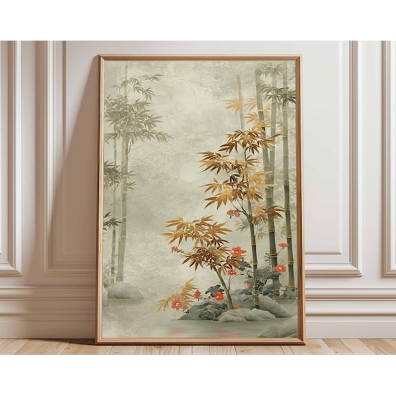 Bamboo Forest Japanese Asian Landscape Wall Art Print, Unframed Paper Poster 24x36in