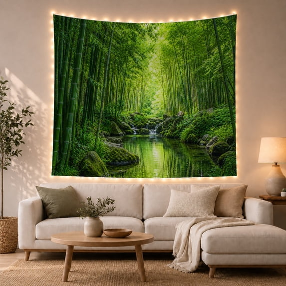 Bamboo Forest Numerous with Tall Slender Stalks Stand, Mystical Fantasy for Space Lovers, Galaxy Room Decor, Housewarming Gift, Tapestry Wall Hanging for Bedroom and Dorm