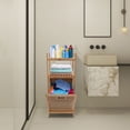 thumbnail image 1 of Bamboo Frame Non-Woven Fabric 40x30x95cm Tipping Bucket Dirty Laundry Basket Double Storage Rack Storage Basket, 1 of 12