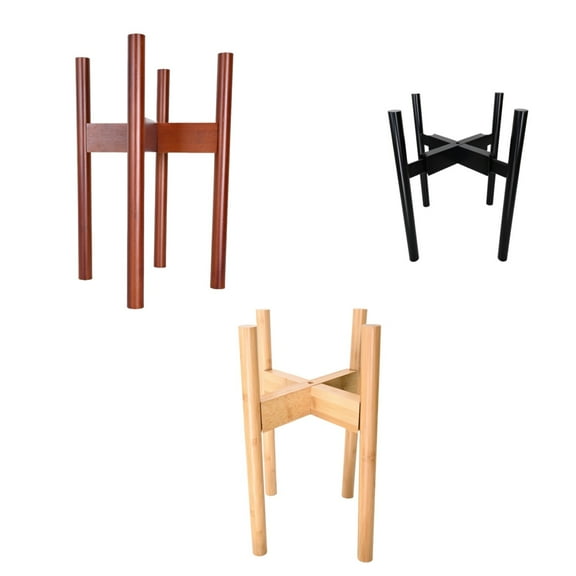 Bamboo Frame Wood Plant Stand for 10 to 12.6Inch Pots Indoor Outdoor Flower Display Rack Home Garden Decor 2Pcs Black Rkxzt