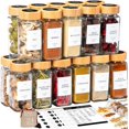 thumbnail image 1 of Bamboo Glass Spice Jars with Labels and Shaker Lids Clear Empty 4oz 24 Pack Bottles Set, Glass Spice Containers with Labels, Seasoning Organizer Jars, 1 of 7