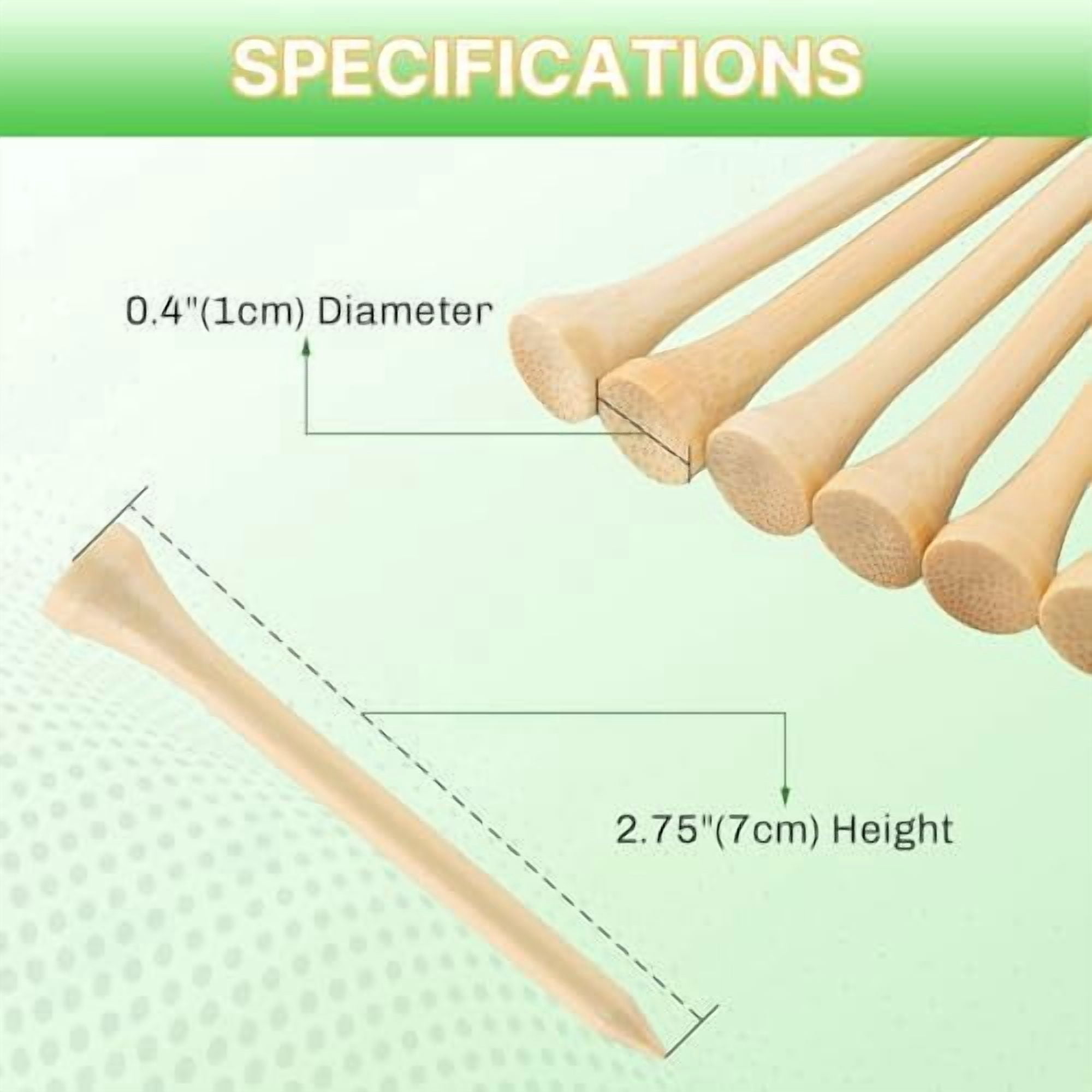 Bamboo Golf Tees 1000/500/250 PCS 2-3/4 & 3-1/4 inch Length | Bamboo Golf Tees, 7X Stronger Than Wood Golf Tees, Reduce Friction & Side Spin