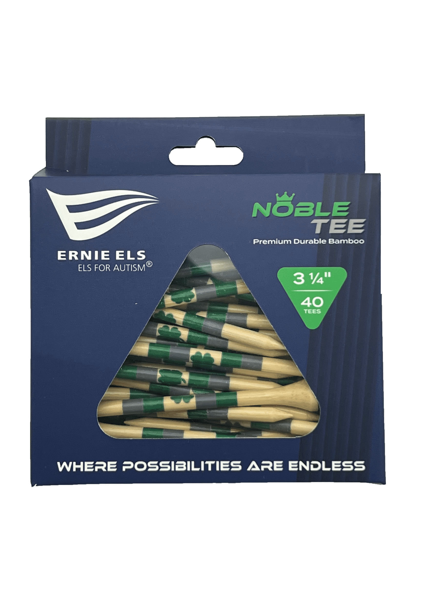 Bamboo Golf Tees, Els for Autism, Lucky Clover, 40 Count 3.25 inches