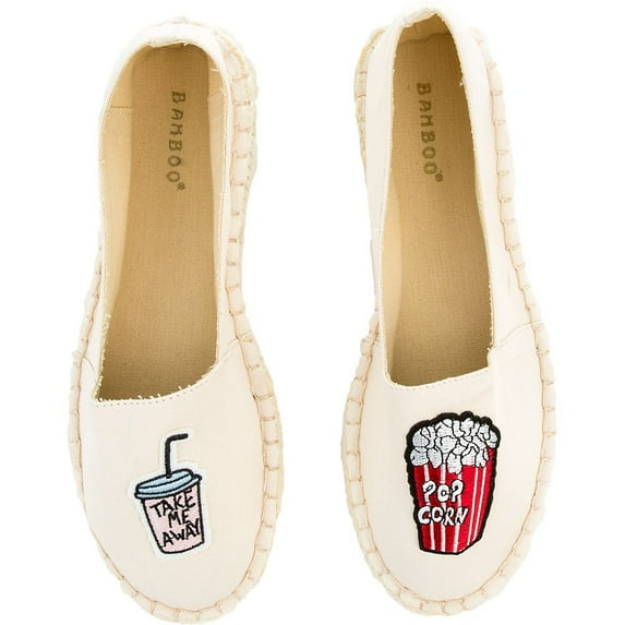 Bamboo Graphic Popcorn Soda Loafer Slip On Women's Flat Shoes