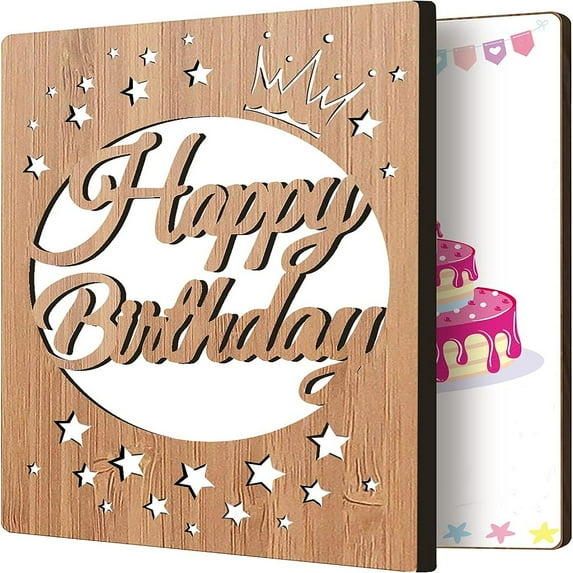 Bamboo Greeting Card & Paper Envelope with Bowknot Rectangle with Hollow Pattern Birthday Themed Pattern 150~173x110~124x7mm 2pcs/set DIY