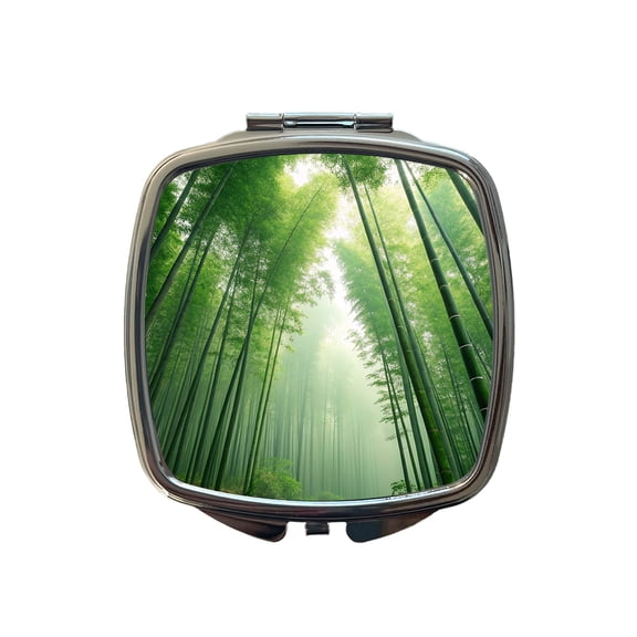 Bamboo Grove Forest Beautiful Travel Makeup Handbag Purse Small Pocket Compact Mirror