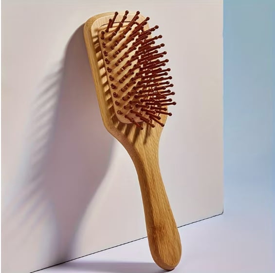 Bamboo Hair Brush - Scalp Massage Detangler for Wet and Dry Hair - Eco-Friendly Paddle Comb for Men and Women
