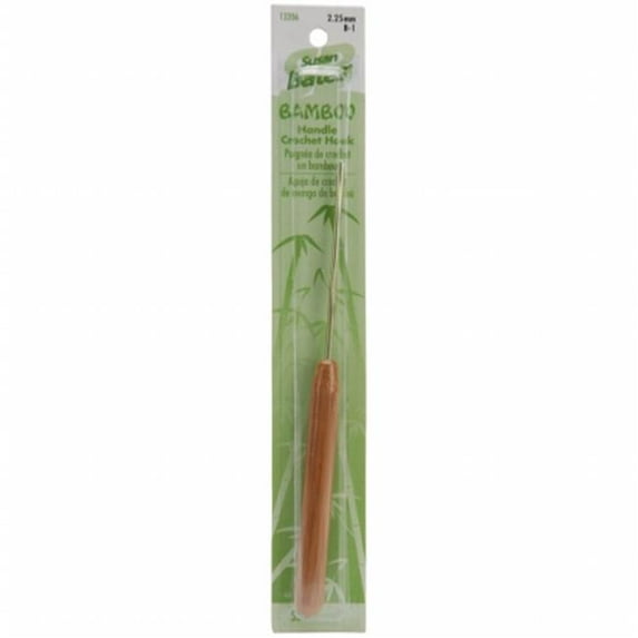 Bamboo Handle/Silvalume Head Crochet Hook 5.5"-Size B1/2.25mm, Pk 3, Susan Bates