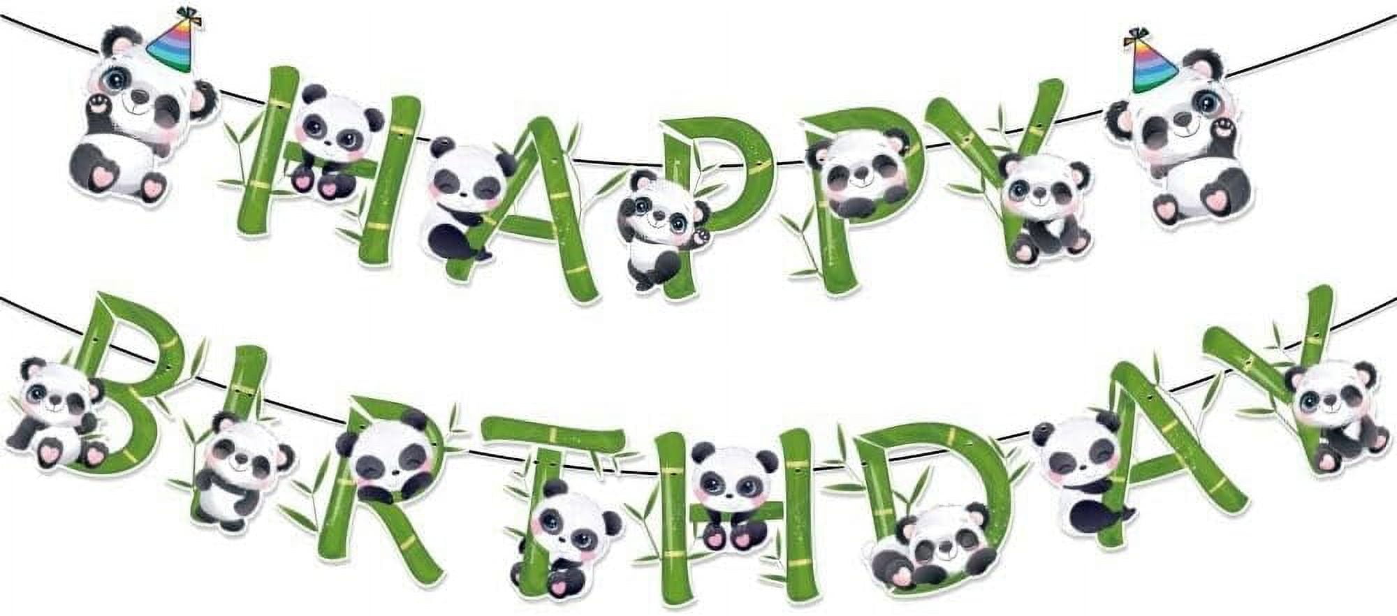 TENNYCHAOR Panda Happy Birthday Banner | Glitter Bamboo & Panda Theme Party Decor For Kids - View #5