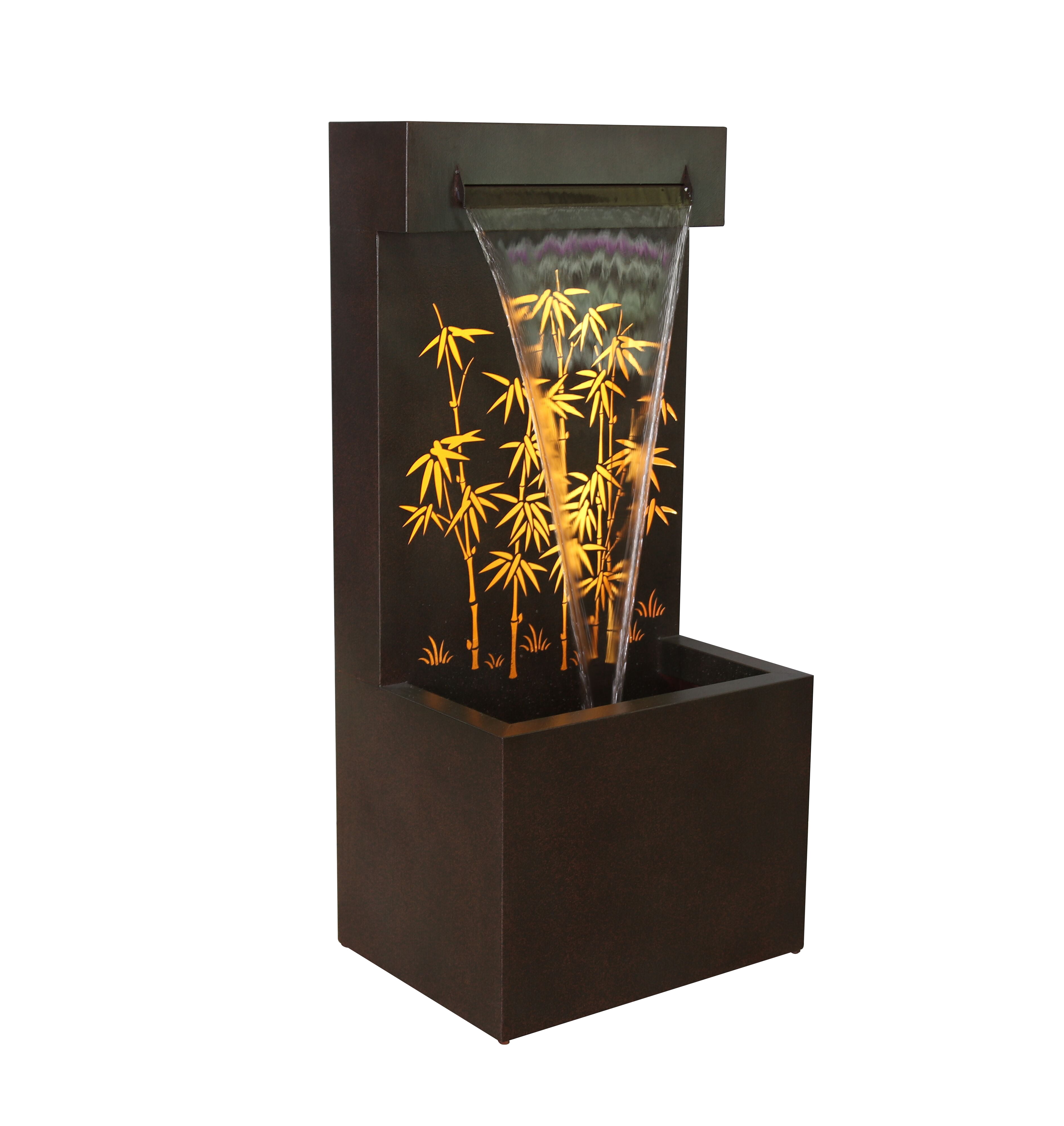 Bamboo Hollow Carved Fountain with LEDS