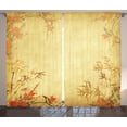 thumbnail image 1 of Ambesonne Asian Themed Curtains 2 Panel Set, Forest Branch Blooms, 108" x 90", Vermilion and Mustard, 1 of 3