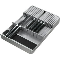 Bamboo In-Drawer Knife Block Set for 16 Knives(Not Included), Large Kitchen Detachable Washable Cutlery Slot Organizer Storage Holder for Sharpening Steel and Cutter