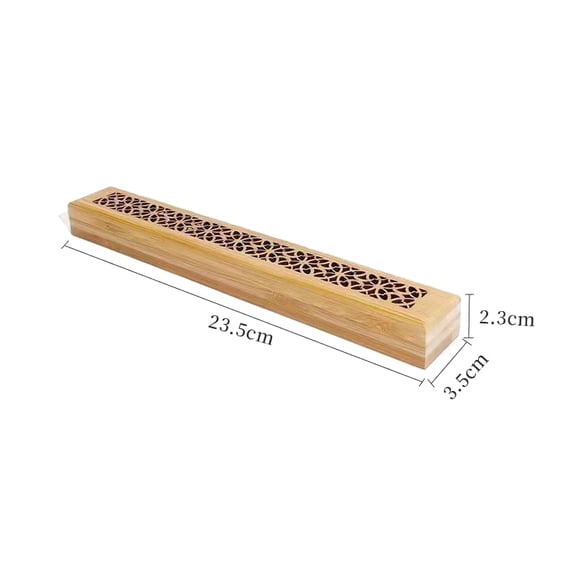 Bamboo Incense Burners Rectangle Incense Holders box Home Office Teahouse Zen Buddhist Supplies BurlyWood 235x35x23mm