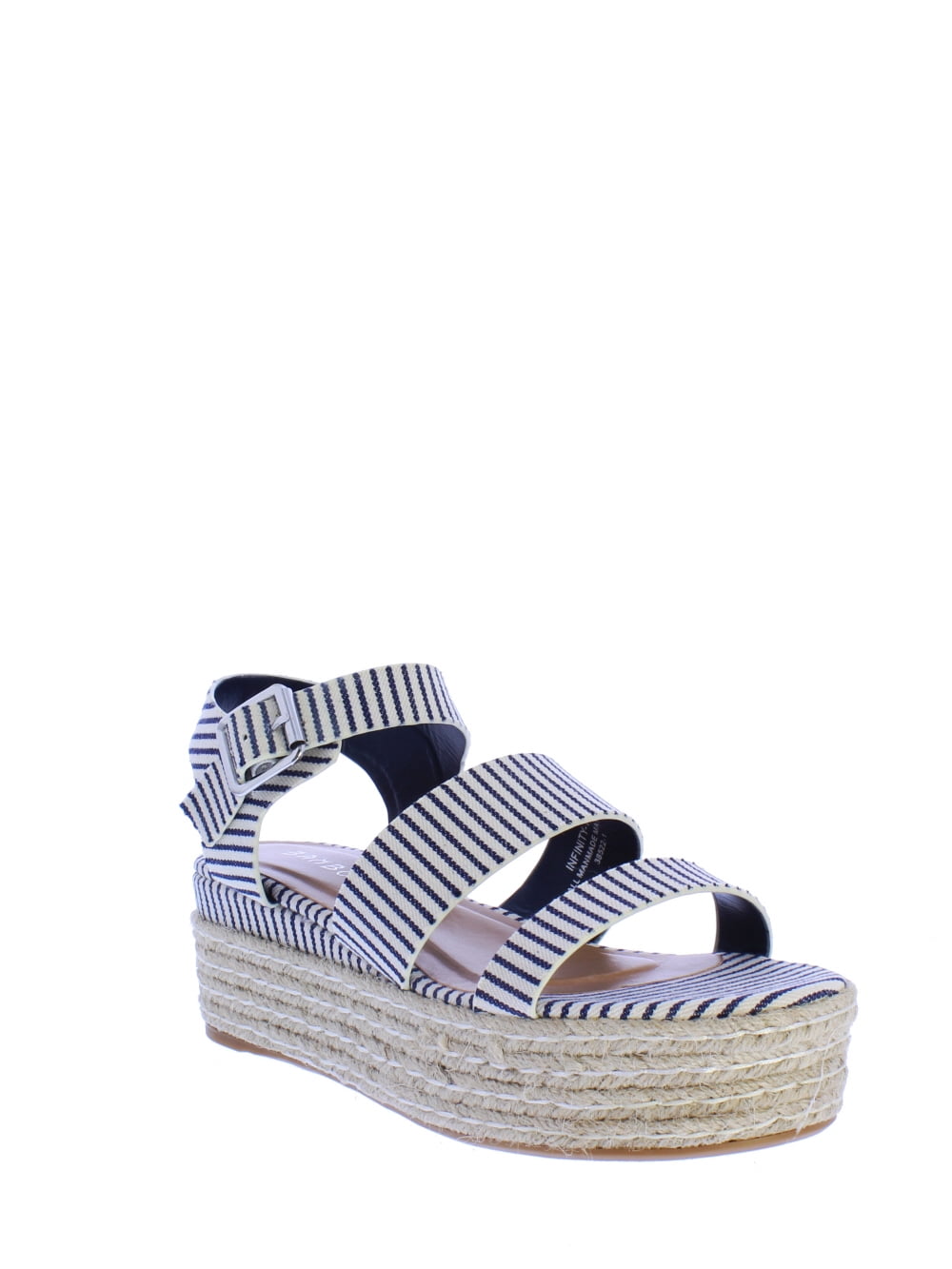 Bamboo Infinity-19 Espadrille Stripped Sandal in Navy