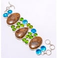 thumbnail image 1 of Bamboo Jasper, Peridot 925 Silver Plated Bracelet 7-8"S1971, Valentine's Day Gift, Birthday Gift, Beautiful Jewelry For Woman & Girls, 1 of 1