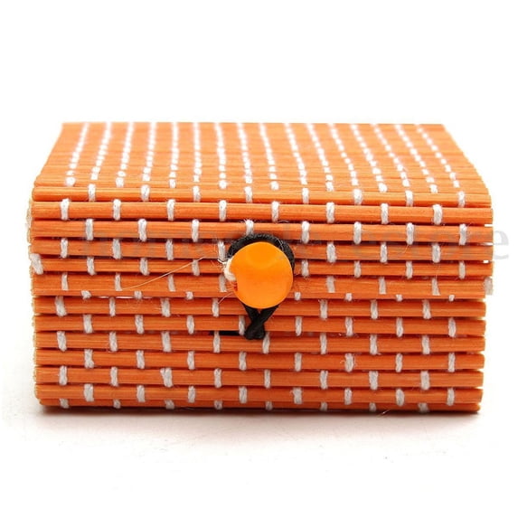 Bamboo Jewelry Box,Storage Case with Removable Dividers for Rings Earrings Necklaces,Compact Jewelry Organizer Holder,Decorative Posh Design,Travel Jewelry Case,Orange,1PC