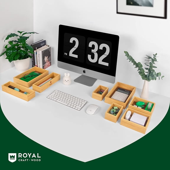 Bamboo Jewelry Organizer Box & Chests Set - Versatile Storage Solution for Makeup, Jewelry, and Bathroom Essentials (8 Boxes)