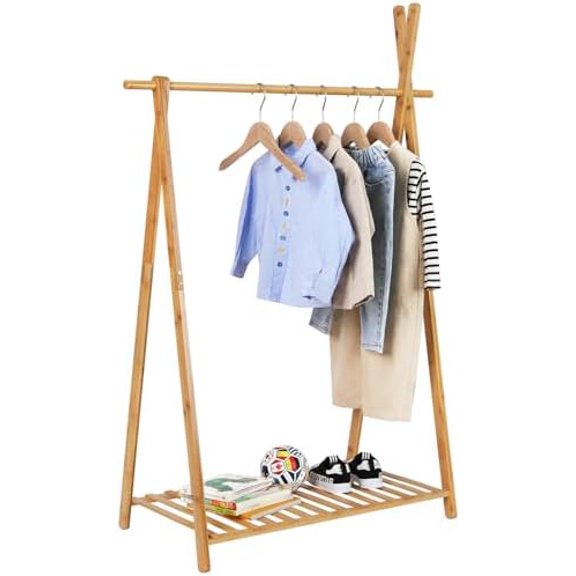 Bamboo Kids Dress Up Rack with Storage Shelf Small Child Garment Rack Open Wardorbe Closet for Play Room, Nursery, Baby Shower$$Home Decor, Kitchen, & Other