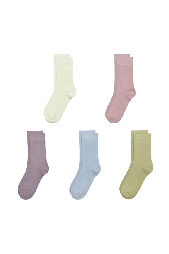 Bamboo Kids Sock 5 Pairs, Soft Breathable Moisture Wicking Ribbed Boot Crew Boys Girls Socks (Assorted, Large)