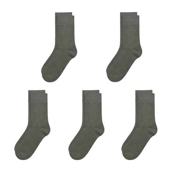 Bamboo Kids Sock 5 Pairs, Soft Breathable Moisture Wicking Ribbed Boot Crew Boys Girls Socks (Dark Gray, Large)