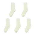 thumbnail image 1 of Bamboo Kids Sock 5 Pairs, Soft Breathable Moisture Wicking Ribbed Boot Crew Boys Girls Socks (Off White, Large), 1 of 5