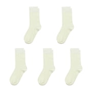 Bamboo Kids Sock 5 Pairs, Soft Breathable Moisture Wicking Ribbed Boot Crew Boys Girls Socks (Off White, Medium)