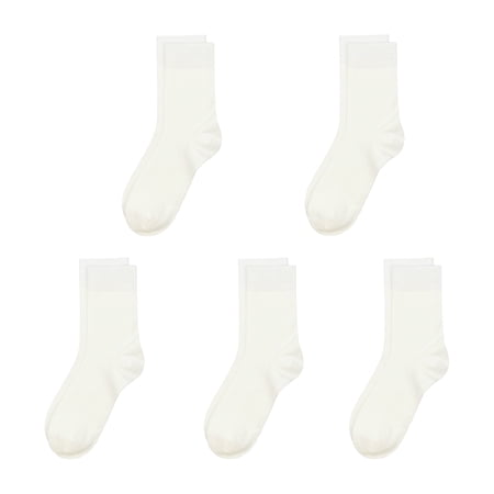 Bamboo Kids Sock 5 Pairs, Soft Breathable Moisture Wicking Ribbed Boot Crew Boys Girls Socks (White, Large)