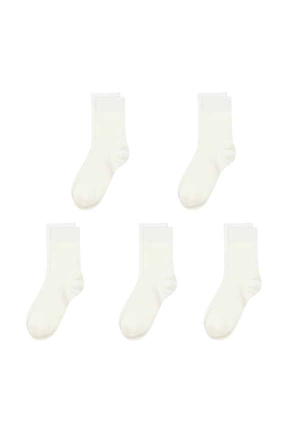 Bamboo Kids Sock 5 Pairs, Soft Breathable Moisture Wicking Ribbed Boot Crew Boys Girls Socks (White, Large)