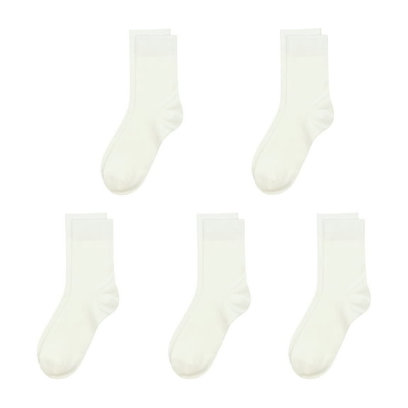 Bamboo Kids Sock 5 Pairs, Soft Breathable Moisture Wicking Ribbed Boot Crew Boys Girls Socks (White, Medium)