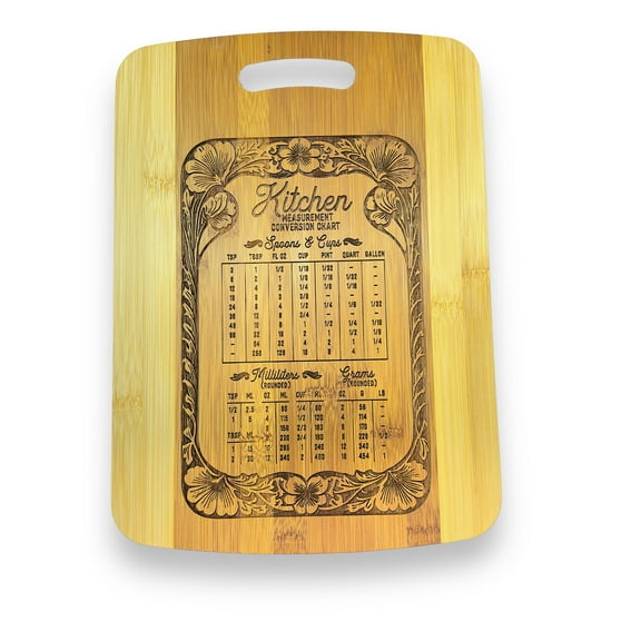 Bamboo - Kitchen Conversion Chart Cutting Board 14''x9.5''x.5''