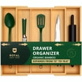 thumbnail image 1 of Royal Craft Wood Expandable Bamboo Kitchen Drawer Organizer – Silverware Drawer Organizer and Utensil Holder Tray with Grooved Dividers for Flatware, Cutlery & Kitchen Storage (5 Slot, Natural), 1 of 10