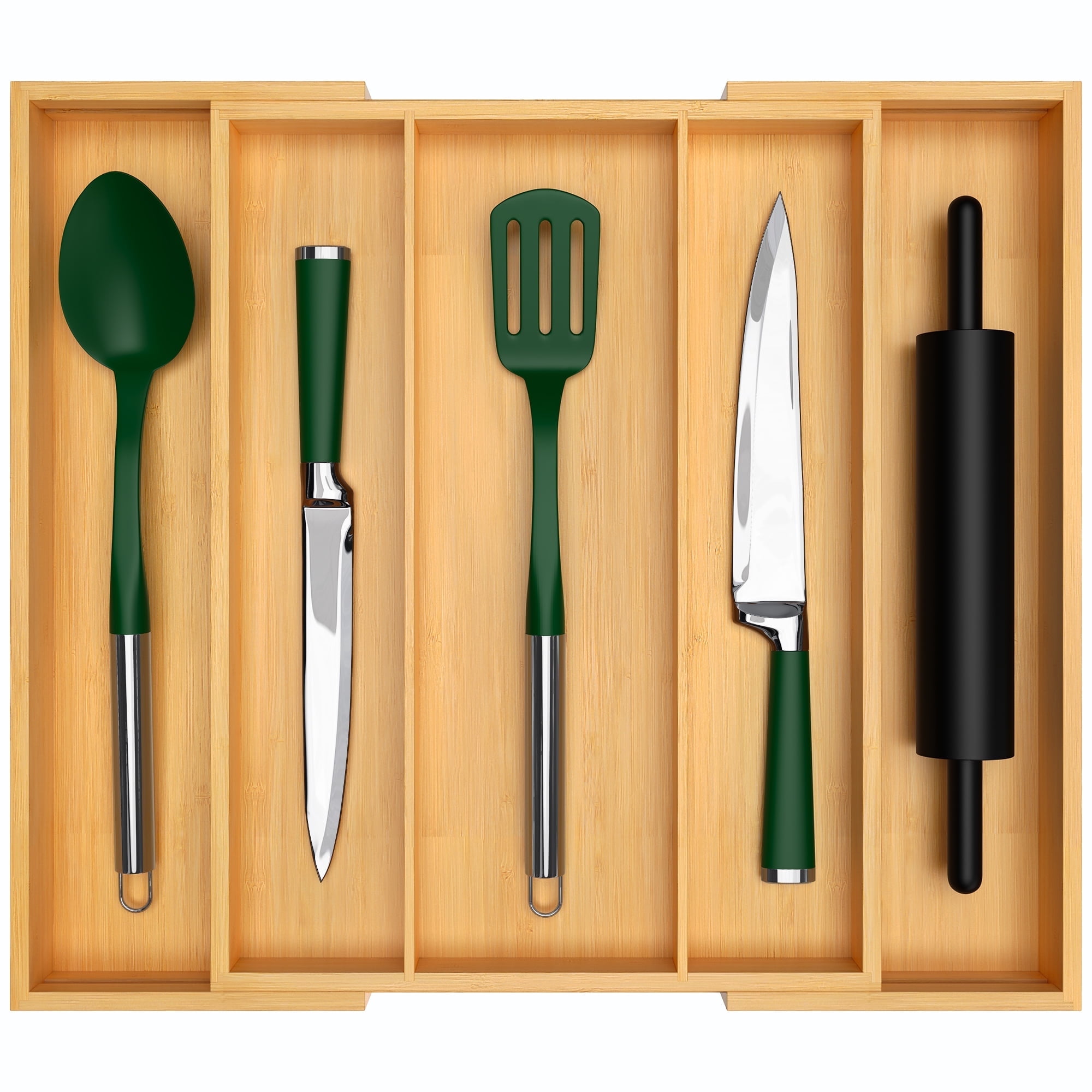 Royal Craft Wood Bamboo Kitchen Drawer Organizer (Beige, 5-slot)