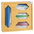 thumbnail image 1 of Bamboo Kitchen Drawer Organizer - Ziplock Bag Holder, 4 Compartments for Gallon, Quart, Sandwich, Snack Bags - Label Stickers Included, 1 of 6