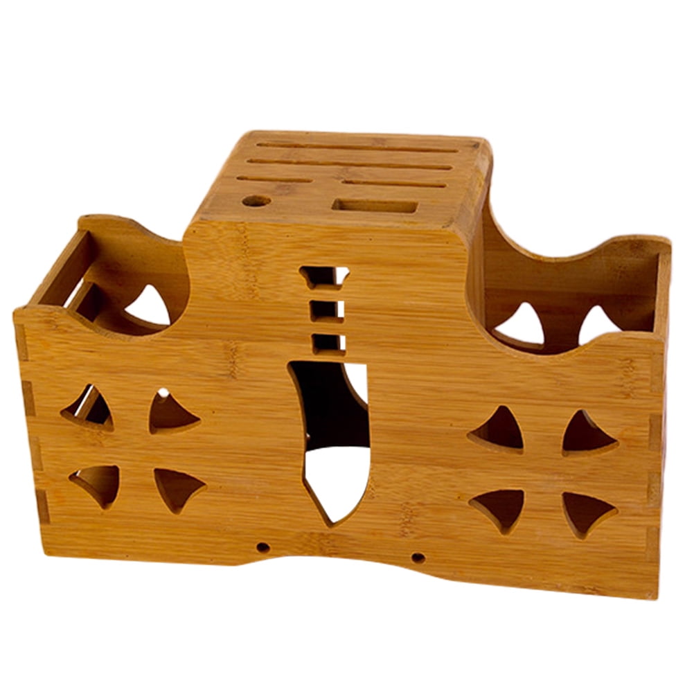 Bamboo Kitchen Knife Holder Draining Cutter Multifunction Storage