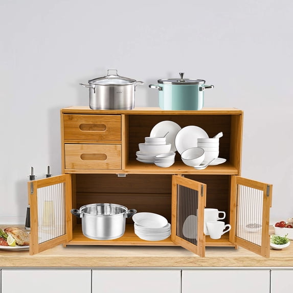 24.4*9*18.9in Considerate Design Rectangular Wood Kitchen Storage Cabinet for Home Kitchen, Dining Room