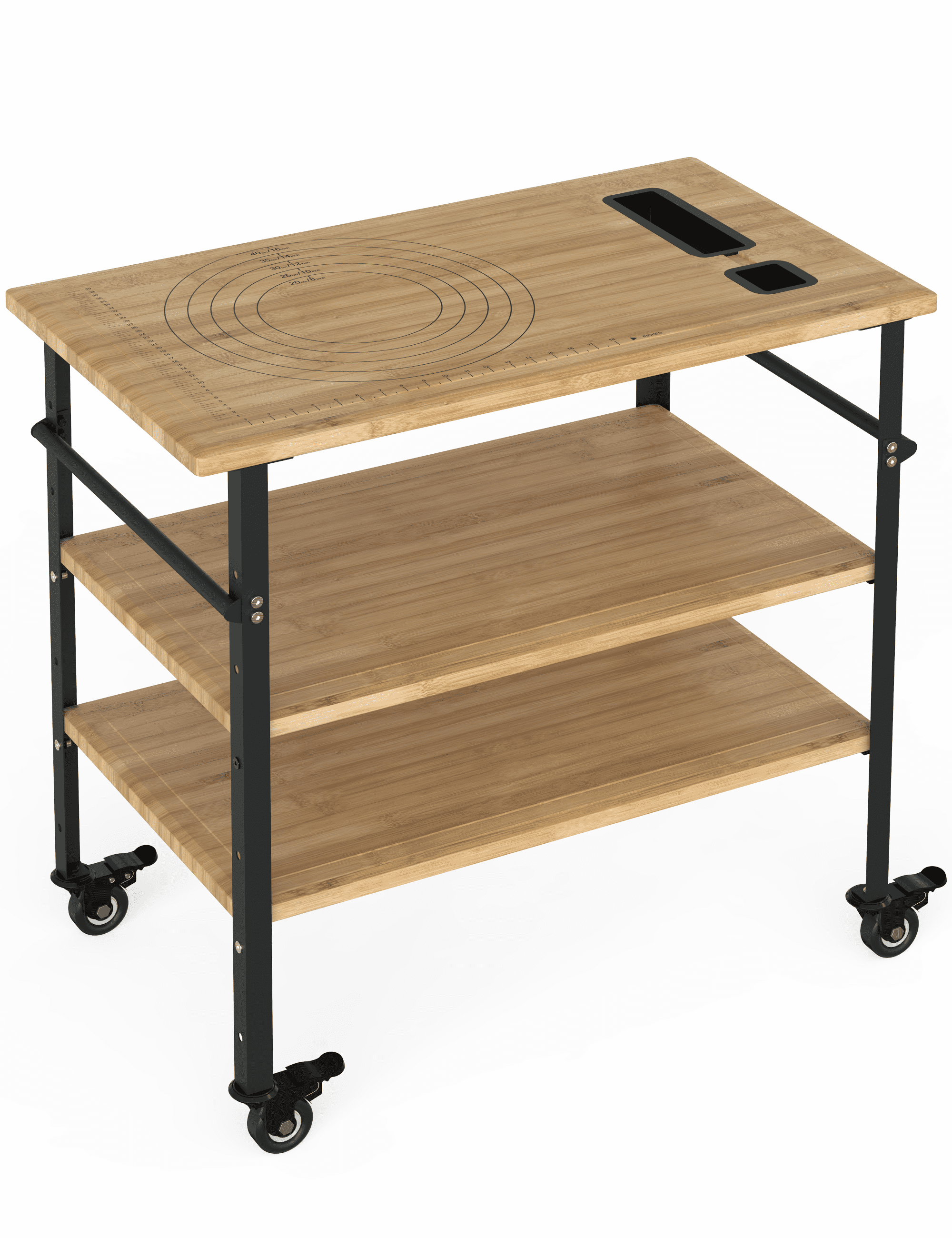 Bamboo Kitchen Storage Cart, 3tier Storage Rolling Trolley,Mobile Utility Trolley With