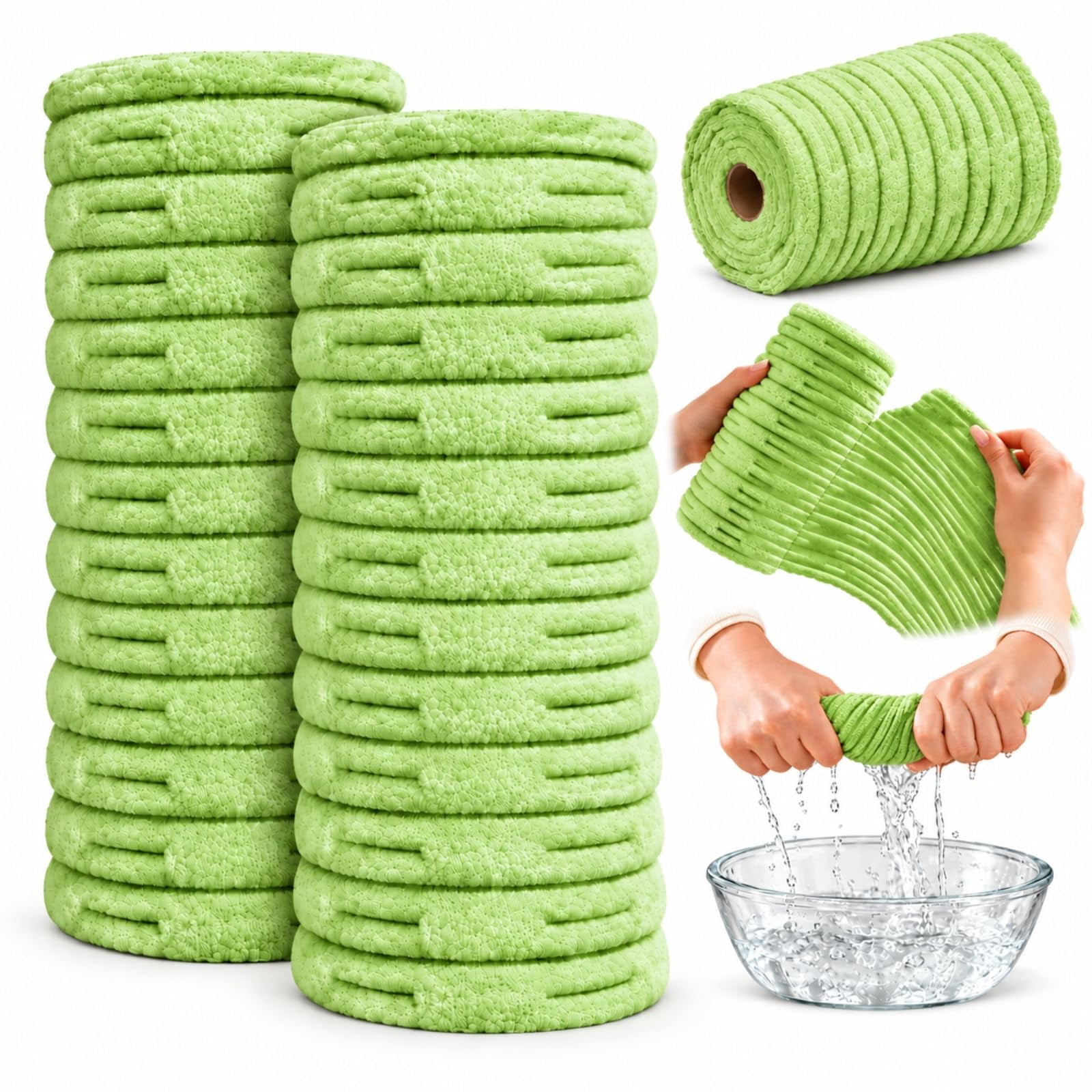 Kicthen Clean Signs Bamboo Kitchen Towels, Reusable Tear-Off Cleaning Roll,20pack / Roll ...