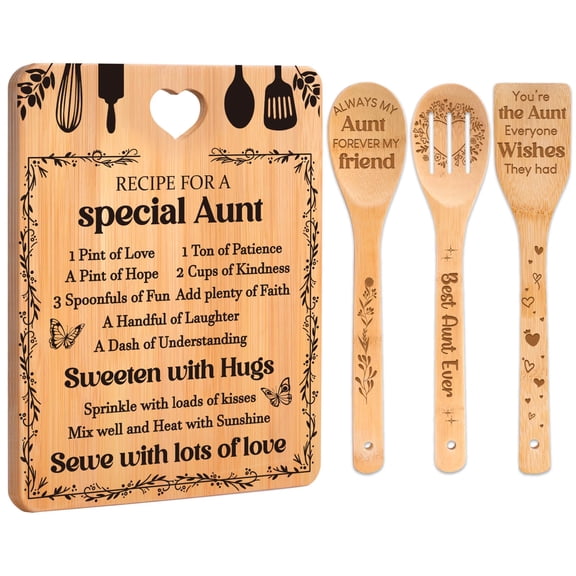 Bamboo Kitchen Utensil Set For Aunt 4-Piece Cooking Prep Gift Set
