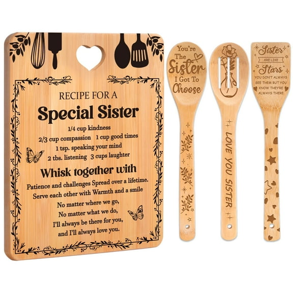 Bamboo Kitchen Utensil Set For Sister, 4-Piece Cooking Prep Tools